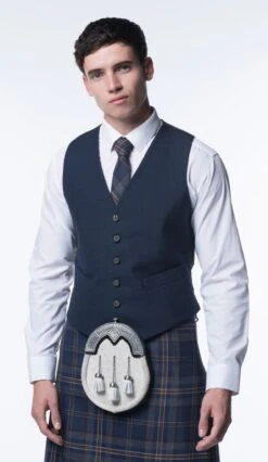 Arran Navy Tweed 5 Button Kilt Waistcoat