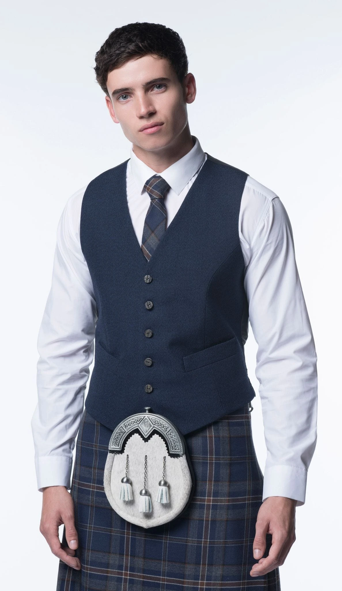 Arran Navy Tweed 5 Button Kilt Waistcoat 3 Arran Navy Tweed 5 Button Kilt Waistcoat