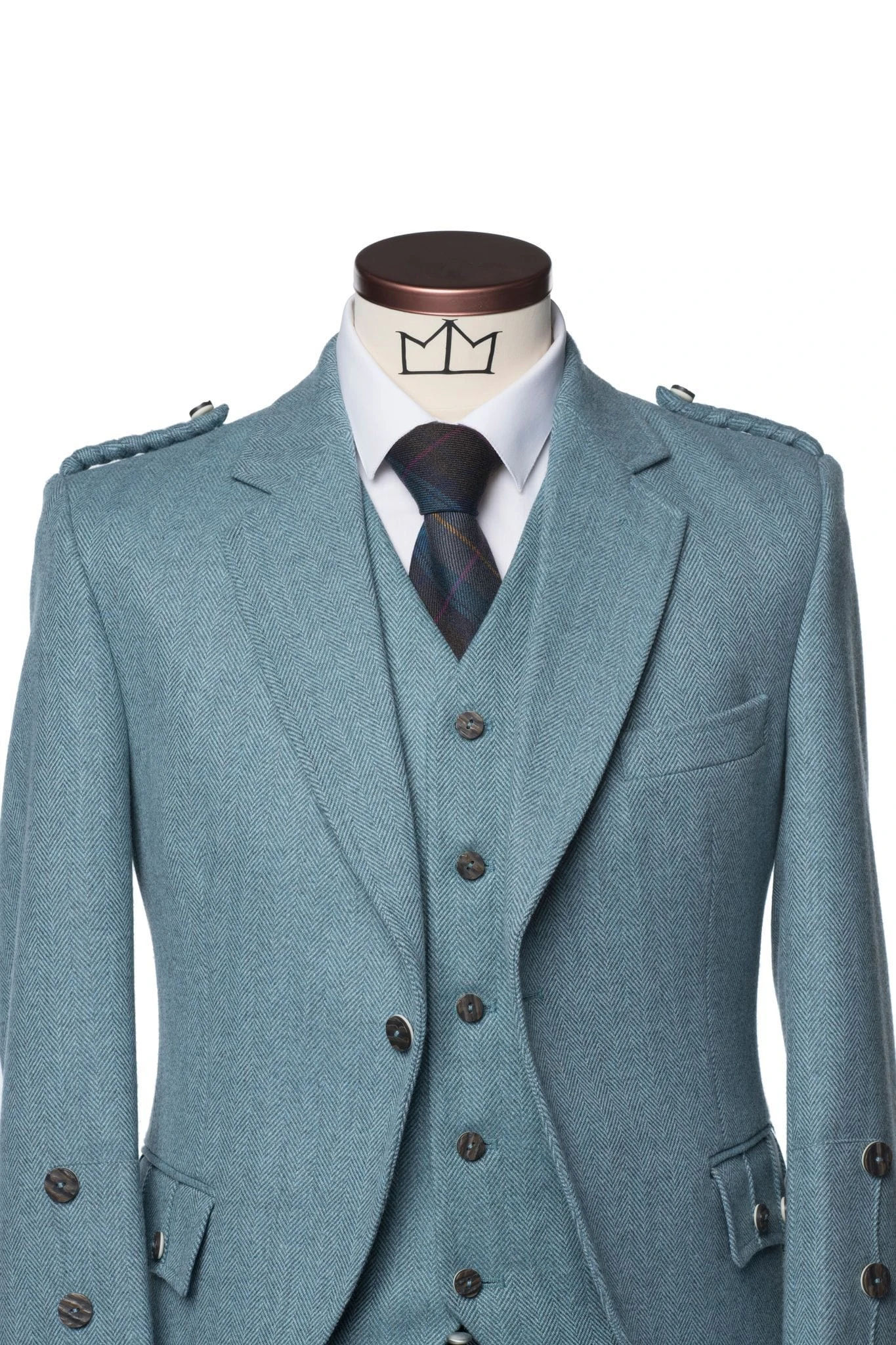 Lovat Blue Tweed Kilt Jacket And Waistcoat 4 Lovat Blue Tweed Kilt Jacket And Waistcoat - Image 2