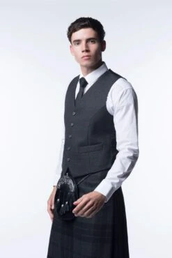 Oban Grey Tweed 5 Button Kilt Waistcoat