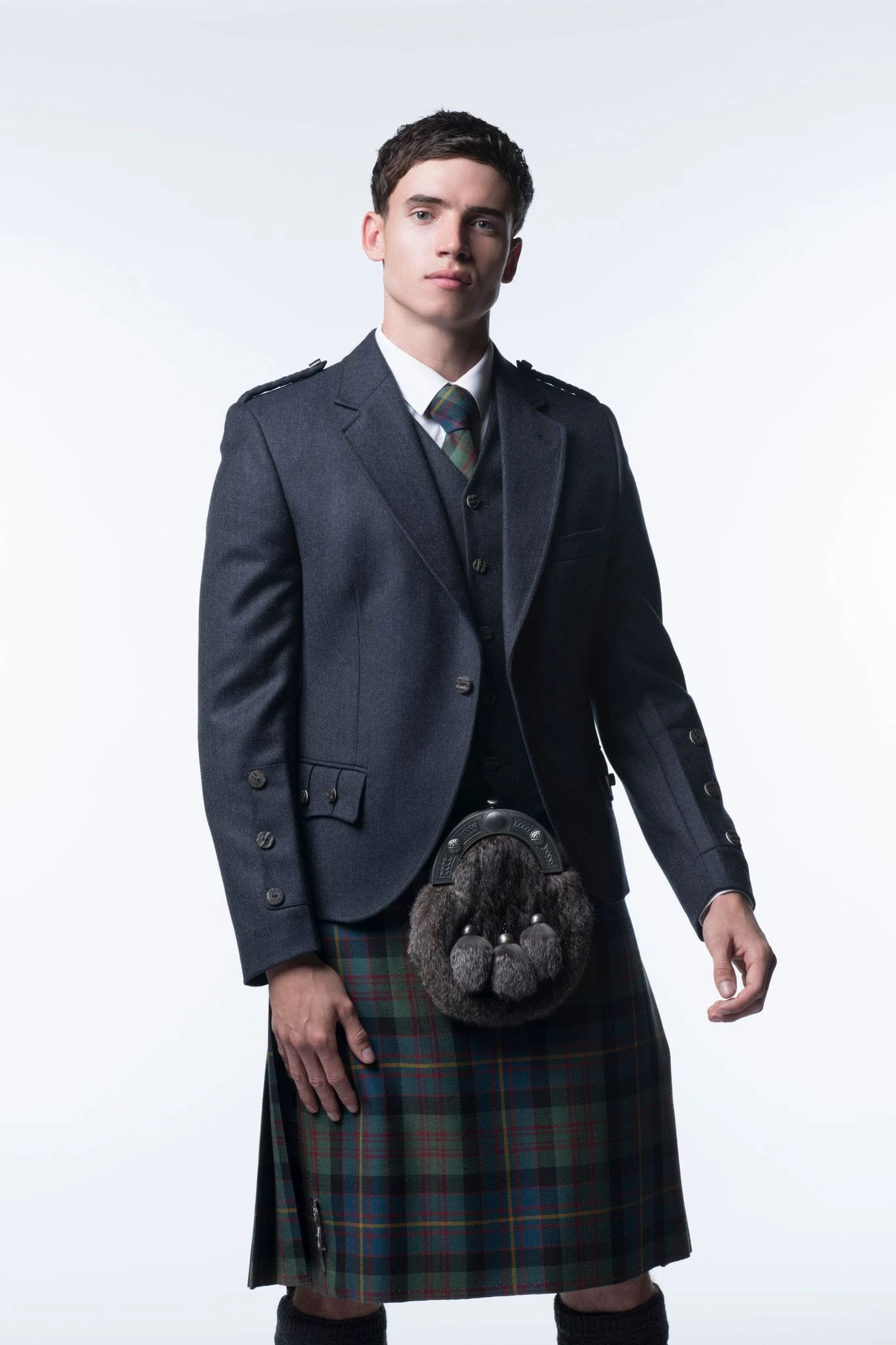 Navy Clunie Tweed Kilt Jacket And Waistcoat 4 Navy Clunie Tweed Kilt Jacket And Waistcoat - Image 2