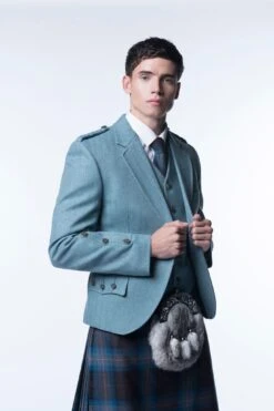 Lovat Blue Tweed Kilt Jacket And Waistcoat