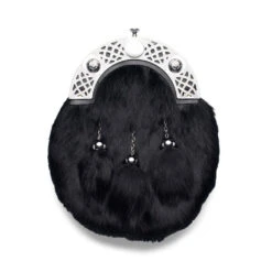 Black Synthetic Dress Sporran With Cut Out Celtic Cantle (EW3K WES)