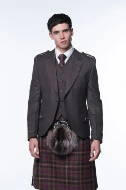 Brown Tweed Kilt Jacket And Waistcoat