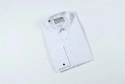 White Normal Collar Double Cuff Shirt