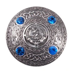 Clan Crest Plaid Brooch With Gemstone 8 Clan Crest Plaid Brooch With Gemstone -Scottish Clothing Store Irish Clan Plaid Brooch 2