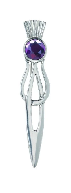 Scottish Thistle Kilt Pin With Gem Stone (KP150 CB)