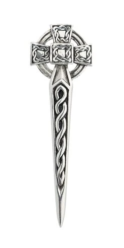 Chrome Celtic Cross Kilt Pin (KP40P CB)