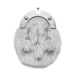 Light Grey Synthetic Dress Sporran With Celtic Cantle (WES)