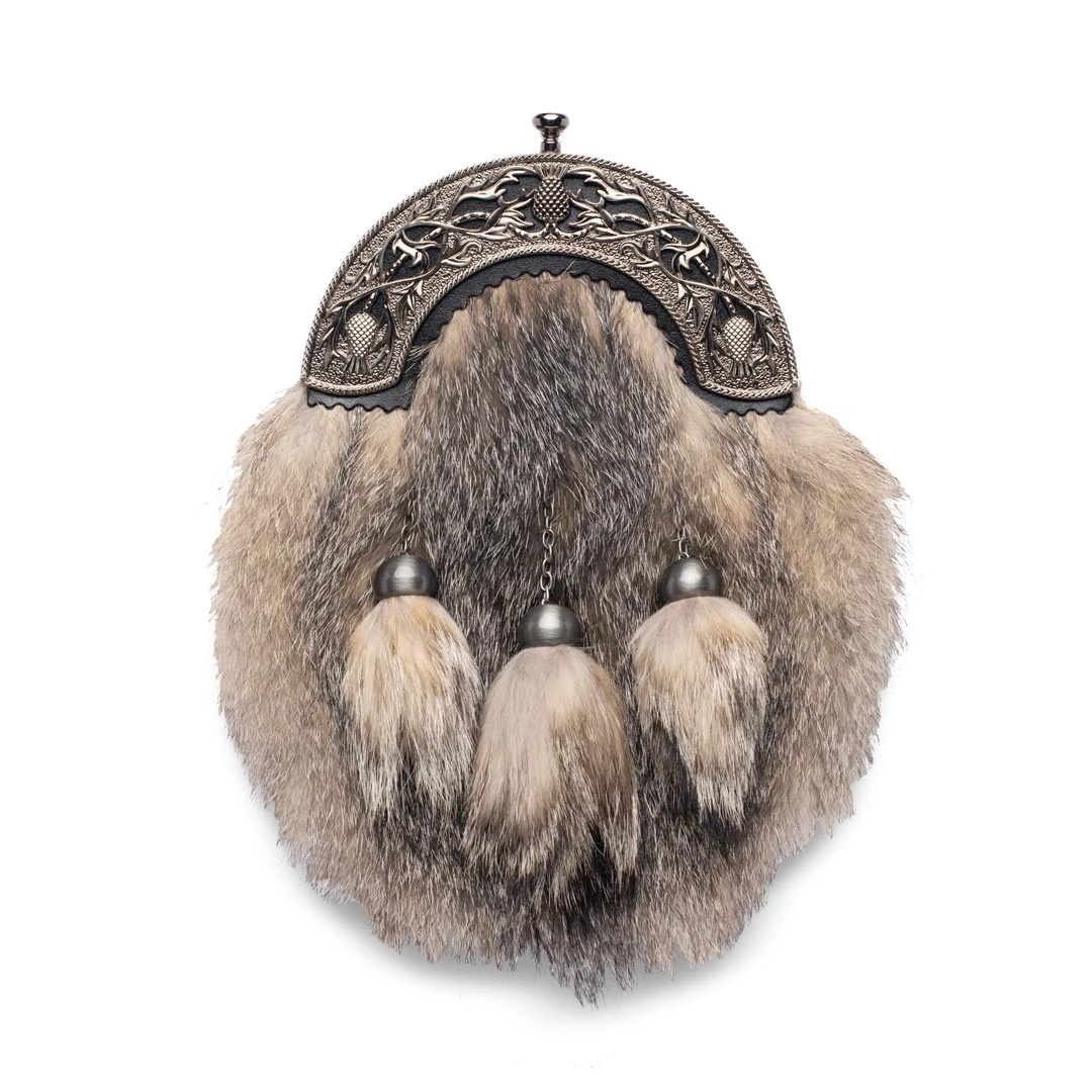 Norwood Grey Fox Dress Sporran With Antique Thistle Cantle 3 Norwood Grey Fox Dress Sporran With Antique Thistle Cantle