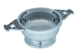Plain Chrome Plated Quaich With Celtic Handles (QASP CB) 7 Plain Chrome Plated Quaich With Celtic Handles (QASP CB) -Scottish Clothing Store QASP
