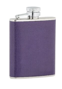 Purple Leather Hip Flask (ST1 CB)