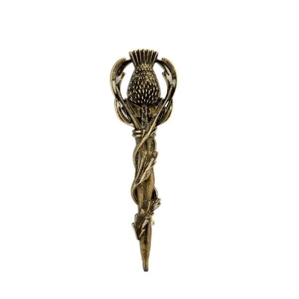 Antique Brass Thistle Kilt Pin (ANT-BRA) 3 Antique Brass Thistle Kilt Pin (ANT-BRA)