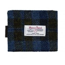 Harris Tweed Blue And Brown Check Wallet With Coin Pouch