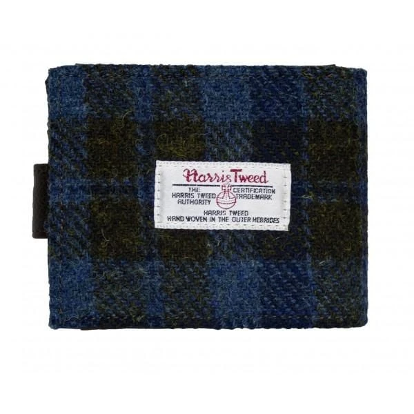 Harris Tweed Blue And Brown Check Wallet With Coin Pouch 3 Harris Tweed Blue And Brown Check Wallet With Coin Pouch