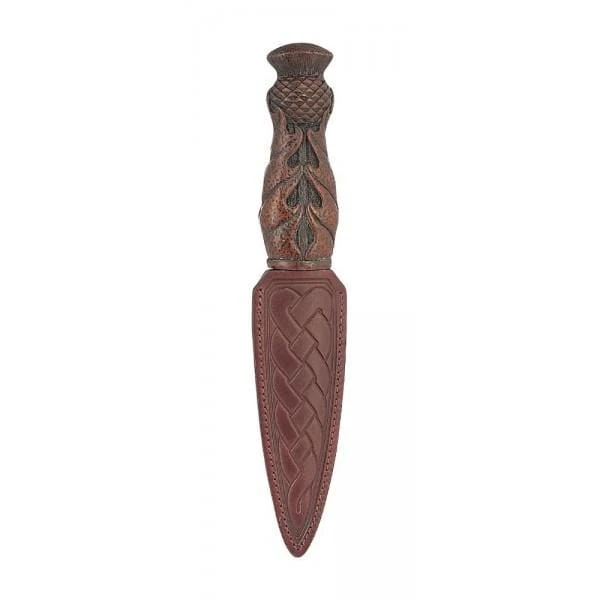 Brown Thistle Handle Sgian Dubh With Engraving Option 3 Brown Thistle Handle Sgian Dubh With Engraving Option