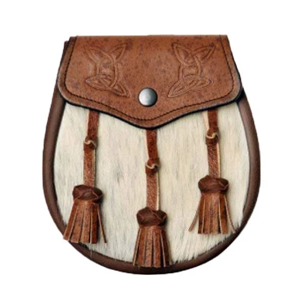 Celtic Design Khaki Pigskin Semi Dress Sporran (AZD-S KHAKI WES) 3 Celtic Design Khaki Pigskin Semi Dress Sporran (AZD-S KHAKI WES)