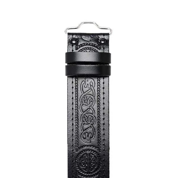 Lined Celtic Serpent Embossed Hide Kilt Belt GE 3 Lined Celtic Serpent Embossed Hide Kilt Belt GE