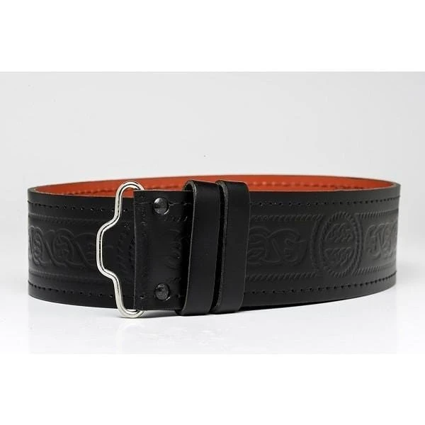 Lined Celtic Serpent Embossed Hide Kilt Belt GE 4 Lined Celtic Serpent Embossed Hide Kilt Belt GE - Image 2