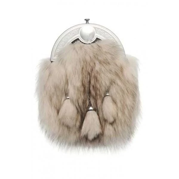 Arctic Fox Fur Dress Sporran With Celtic Cantle (EW6G-AF) 4 Arctic Fox Fur Dress Sporran With Celtic Cantle (EW6G-AF) - Image 2