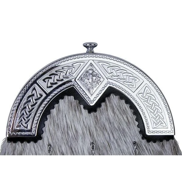 Light Or Black Bovine Dress Sporran With Chrome Or Antique Thistle Cantle (EW6D) 5 Light Or Black Bovine Dress Sporran With Chrome Or Antique Thistle Cantle (EW6D) - Image 3