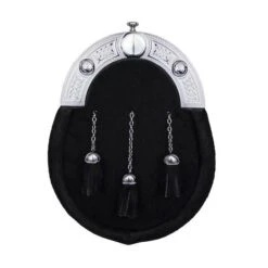 Black Or Light Bovine Dress Sporran With Chrome Or Antique Celtic Cantle (EW2 WES)