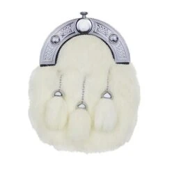 White Rabbit Fur Dress Sporran With Celtic Cantle (EW2 WES)