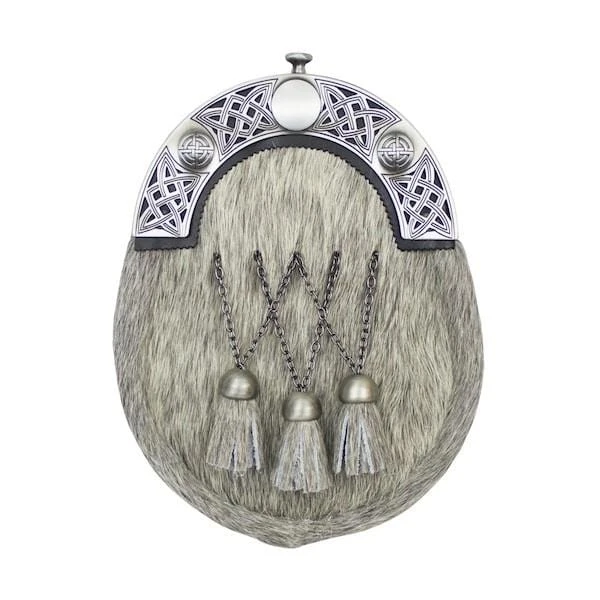 Antique Or Chrome Interlink Tassel Chain Dress Sporran With Cut Out Celtic Cantle (EW3K-INT) 3 Antique Or Chrome Interlink Tassel Chain Dress Sporran With Cut Out Celtic Cantle (EW3K-INT)