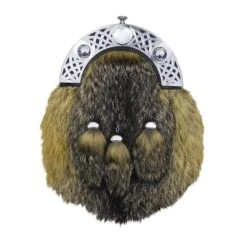 Grey Fox Fur Dress Sporran With Cut Out Celtic Cantle (EW3K-GF)