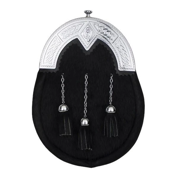 Light Or Black Bovine Dress Sporran With Chrome Or Antique Thistle Cantle (EW6D) 6 Light Or Black Bovine Dress Sporran With Chrome Or Antique Thistle Cantle (EW6D) - Image 4