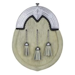 Light Or Black Bovine Dress Sporran With Chrome Or Antique Thistle Cantle (EW6D)