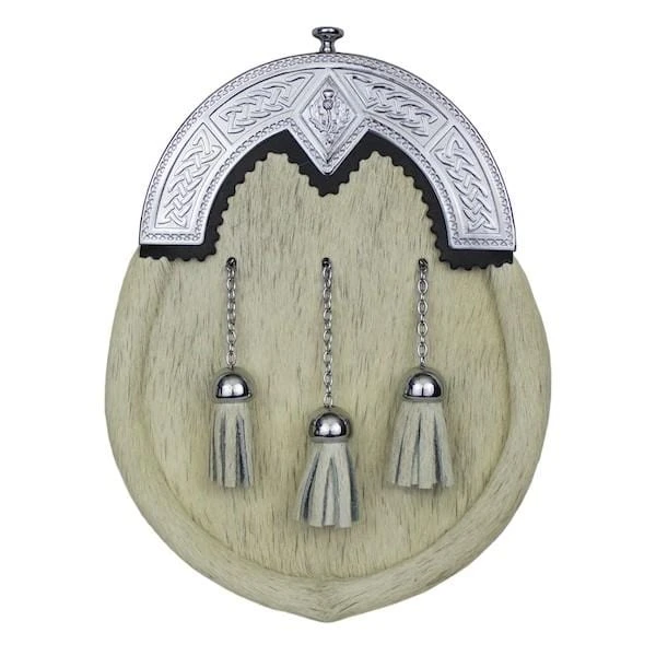 Light Or Black Bovine Dress Sporran With Chrome Or Antique Thistle Cantle (EW6D) 3 Light Or Black Bovine Dress Sporran With Chrome Or Antique Thistle Cantle (EW6D)