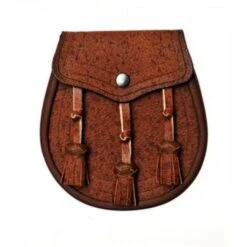 Plain Khaki Pigskin Day Sporran With Knotted Tassels (WES-SMKHAKI)