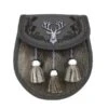 The Stag Mount Grey Leather Semi-Dress Sporran (GMSD26 GE) 2 The Stag Mount Grey Leather Semi-Dress Sporran (GMSD26 GE) -Scottish Clothing Store gm5d26 stag emblem thistle pattern grey leather mid grey seal semi dress sporran
