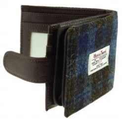 Harris Tweed Blue And Brown Check Wallet With Coin Pouch 6 Harris Tweed Blue And Brown Check Wallet With Coin Pouch -Scottish Clothing Store lb2105 col40