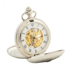 Scottish Thistle Pocket Watch And Cuff Links Gift Set (PWS200 CB) -Scottish Clothing Store mechanical movement front 6