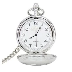 Three Thistle Black Enamel Pocket Watch (PW114 CB) -Scottish Clothing Store pw114 pocket watch open