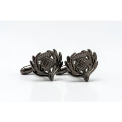 Scottish Black Chrome Thistle Shaped Cufflinks (KCL33B CB)