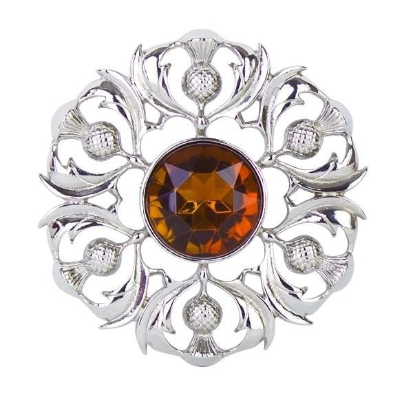 Scottish Thistle Plaid Brooch With Centre Stone (234 AP) 3 Scottish Thistle Plaid Brooch With Centre Stone (234 AP)