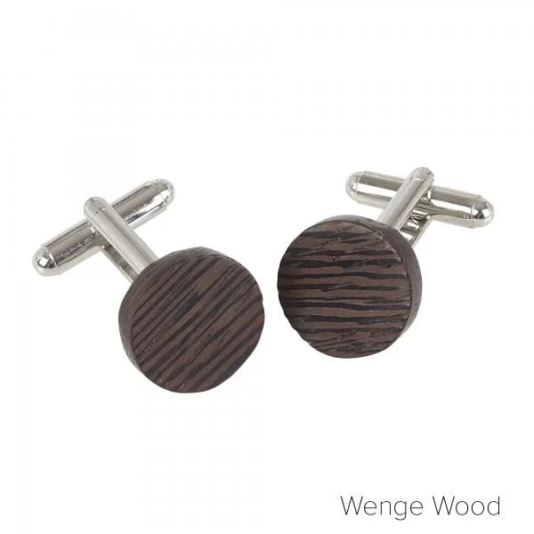 Round Wooden Cufflinks (KCLCB) 4 Round Wooden Cufflinks (KCLCB) - Image 2