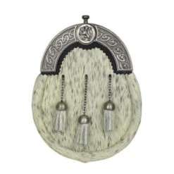 Light Bovine Dress Sporran With Antique Lion Cantle (WES1)