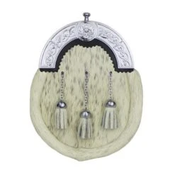 Chrome Thistle Cantle Dress Sporran With Light Bovine Skin (WES1-CL)