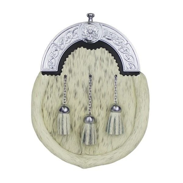 Chrome Thistle Cantle Dress Sporran With Light Bovine Skin (WES1-CL) 3 Chrome Thistle Cantle Dress Sporran With Light Bovine Skin (WES1-CL)